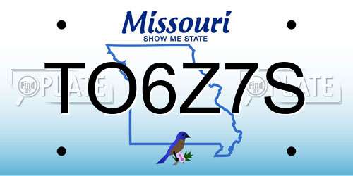 TO6Z7S Missouri License Plate