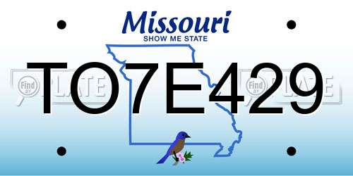TO7E429 Missouri License Plate