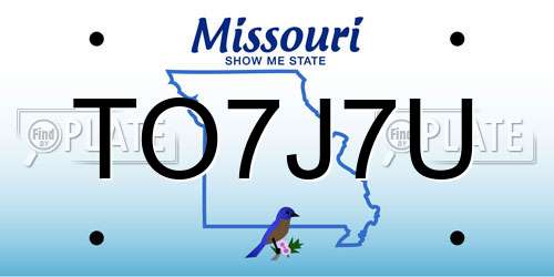 TO7J7U Missouri License Plate