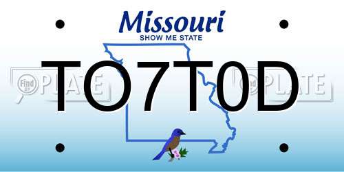 TO7T0D Missouri License Plate