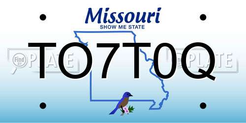TO7T0Q Missouri License Plate