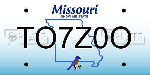 TO7Z0O Missouri License Plate