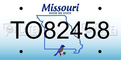 TO82458 Missouri License Plate