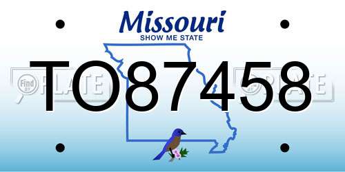 TO87458 Missouri License Plate