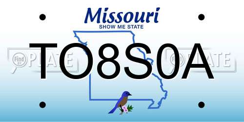 TO8S0A Missouri License Plate