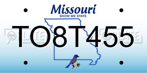 TO8T455 Missouri License Plate