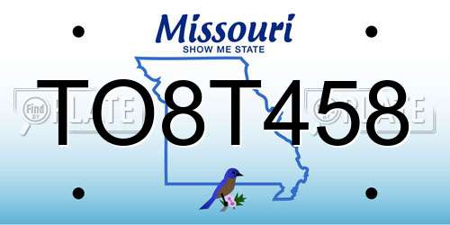 TO8T458 Missouri License Plate