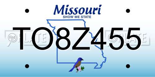 TO8Z455 Missouri License Plate