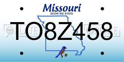 TO8Z458 Missouri License Plate