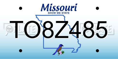 TO8Z485 Missouri License Plate