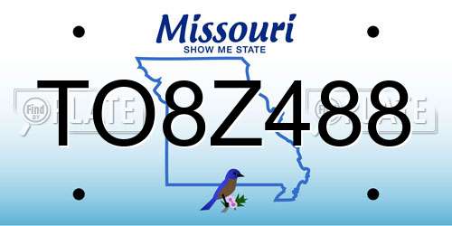 TO8Z488 Missouri License Plate