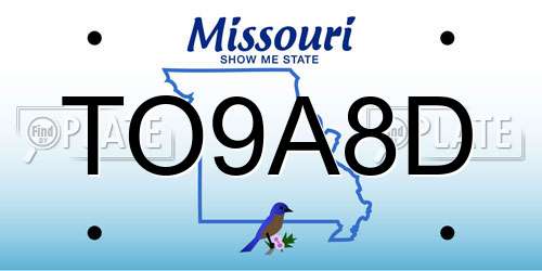 TO9A8D Missouri License Plate
