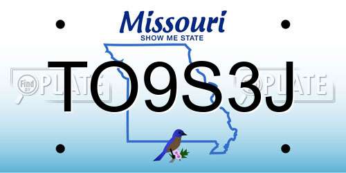 TO9S3J Missouri License Plate