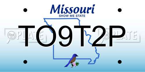 TO9T2P Missouri License Plate