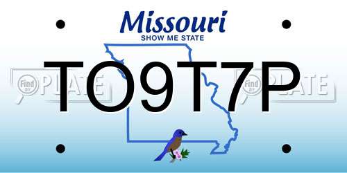 TO9T7P Missouri License Plate