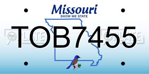 TOB7455 Missouri License Plate