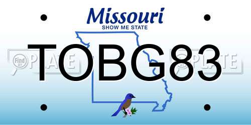 TOBG83 Missouri License Plate