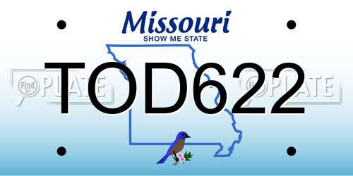 TOD622 Missouri License Plate