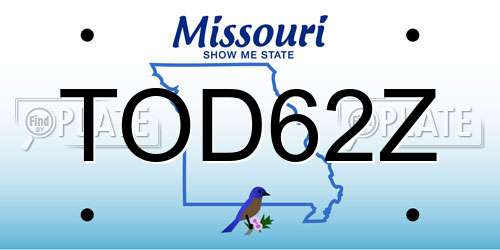 TOD62Z Missouri License Plate