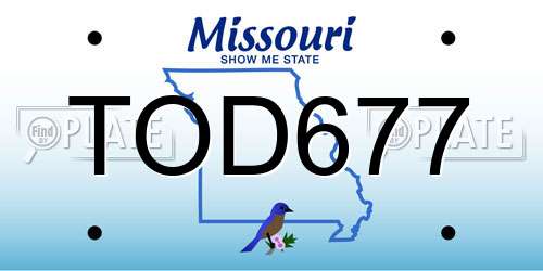 TOD677 Missouri License Plate