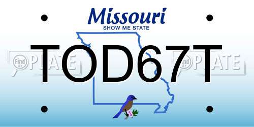 TOD67T Missouri License Plate