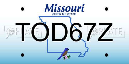TOD67Z Missouri License Plate