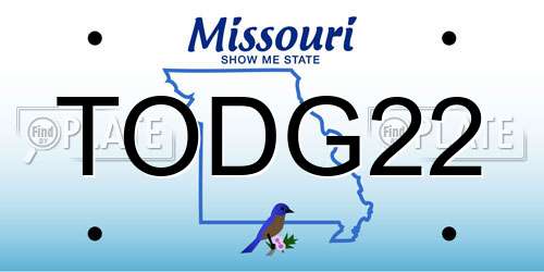 TODG22 Missouri License Plate