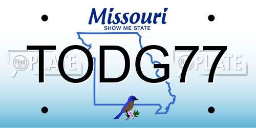 TODG77 Missouri License Plate