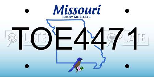 TOE4471 Missouri License Plate