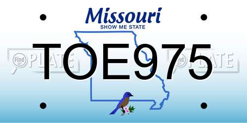 TOE975 Missouri License Plate