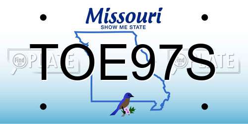 TOE97S Missouri License Plate