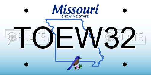 TOEW32 Missouri License Plate