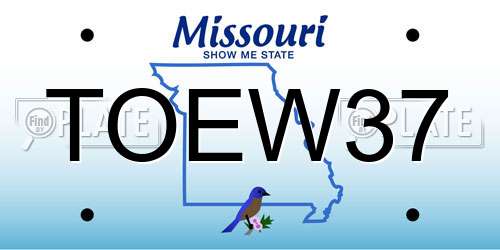 TOEW37 Missouri License Plate