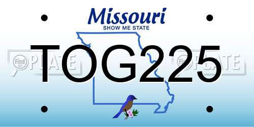 TOG225 Missouri License Plate