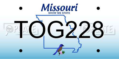 TOG228 Missouri License Plate