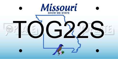 TOG22S Missouri License Plate