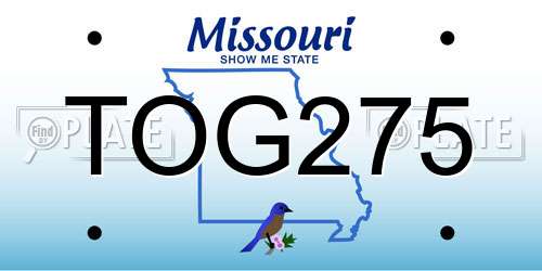 TOG275 Missouri License Plate