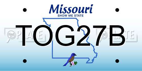TOG27B Missouri License Plate