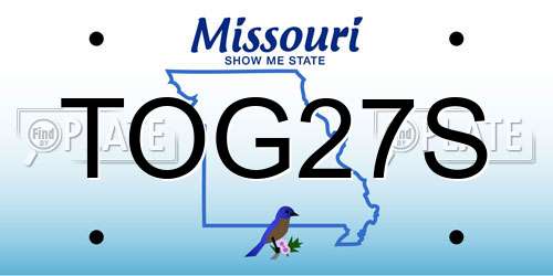 TOG27S Missouri License Plate