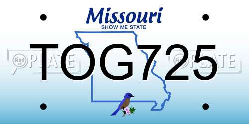 TOG725 Missouri License Plate