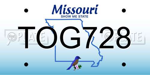 TOG728 Missouri License Plate