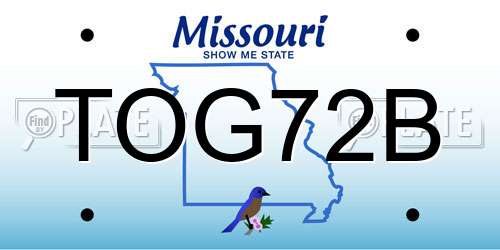 TOG72B Missouri License Plate