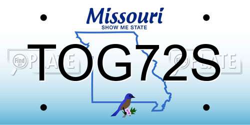 TOG72S Missouri License Plate
