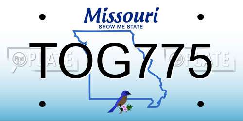TOG775 Missouri License Plate