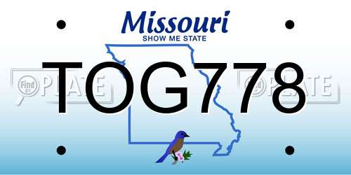 TOG778 Missouri License Plate