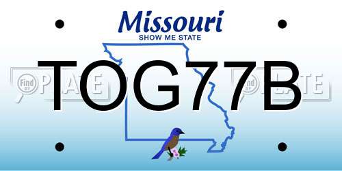 TOG77B Missouri License Plate