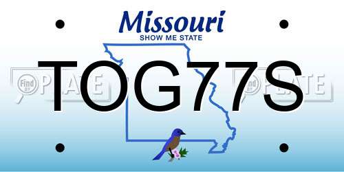 TOG77S Missouri License Plate