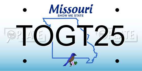 TOGT25 Missouri License Plate