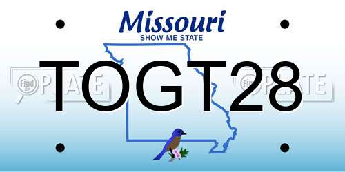 TOGT28 Missouri License Plate