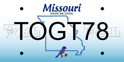 TOGT78 Missouri License Plate